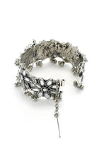 Mominos Fashion Kamal Johar Oxidised Silver-Plated Mirror work Design Bracelet