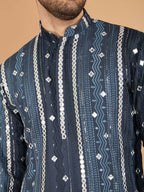 Vastranavya Grey Exclusive Festival Wear Pure Viscose Rayon Sequence & Foil Mirror Heavy Embroidered Work Kurta
