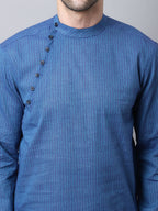 Even Apparels Blue Pure Cotton Men's Kurta With Side Placket - Distacart