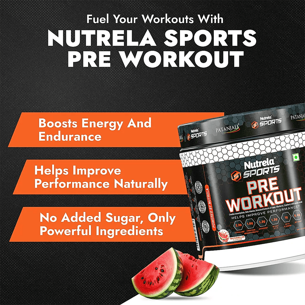 Patanjali Nutrela Sports Pre - Workout-(Watermelon) - Distacart