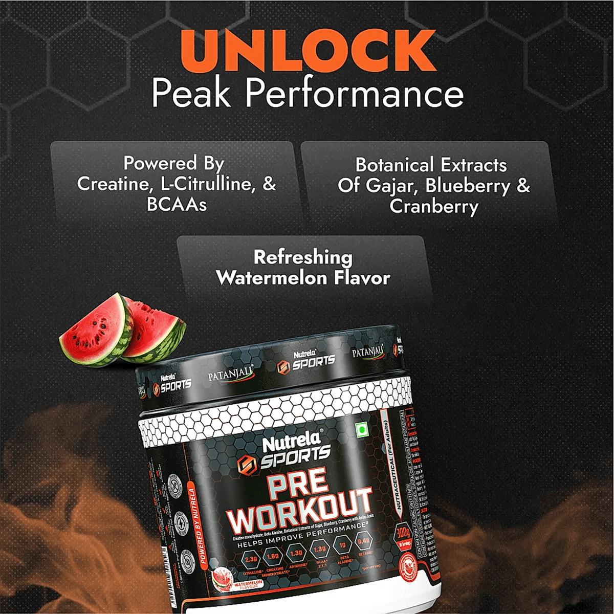 Patanjali Nutrela Sports Pre - Workout-(Watermelon) - Distacart