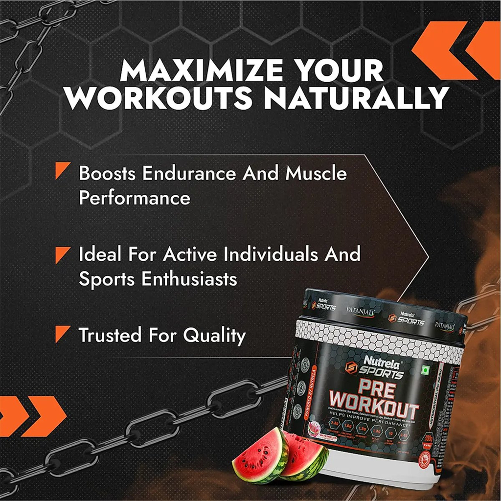 Patanjali Nutrela Sports Pre - Workout-(Watermelon) - Distacart