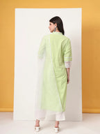 Yufta Premium Cotton Poplin Green Kurta Dupatta Pant Set - Distacart