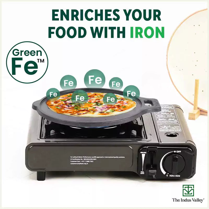 The Indus Valley Super Smooth Cast Iron Tawa,Pre-seasoned, Nonstick, 100% Pure, Toxin-free, Induction, 28/30.5cm, 2.8/2.9kg