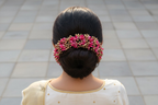 Pink & Gold Pollens Bridal Hair Gajra - Distacart