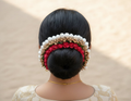 Red & Gold Flower Hair Gajra - Distacart
