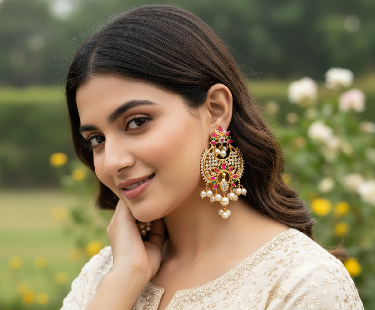 Multicolor AD Designer Earrings - Distacart