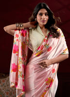 Vegaa Fashion Light Pink Japan Satin With Pearl Lace Printed Designer Saree - Distacart