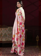 Vegaa Fashion Light Pink Japan Satin With Pearl Lace Printed Designer Saree - Distacart