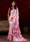 Vegaa Fashion Light Pink Japan Satin With Pearl Lace Printed Designer Saree - Distacart