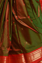 Very Much Indian Pure Silk Yeola Handloom Green Red Dual Tone - Paithani Saree With Traditional Double Pallu - Distacart