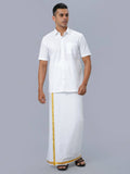 Ramraj Cotton Mens Half Sleeve Formal Poly Cotton White Shirt