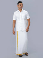 Ramraj Cotton Mens Half Sleeve Formal Poly Cotton White Shirt