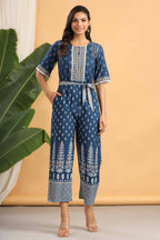 Juniper Women Indigo Rayon Printed Straight Jumpsuit - Distacart