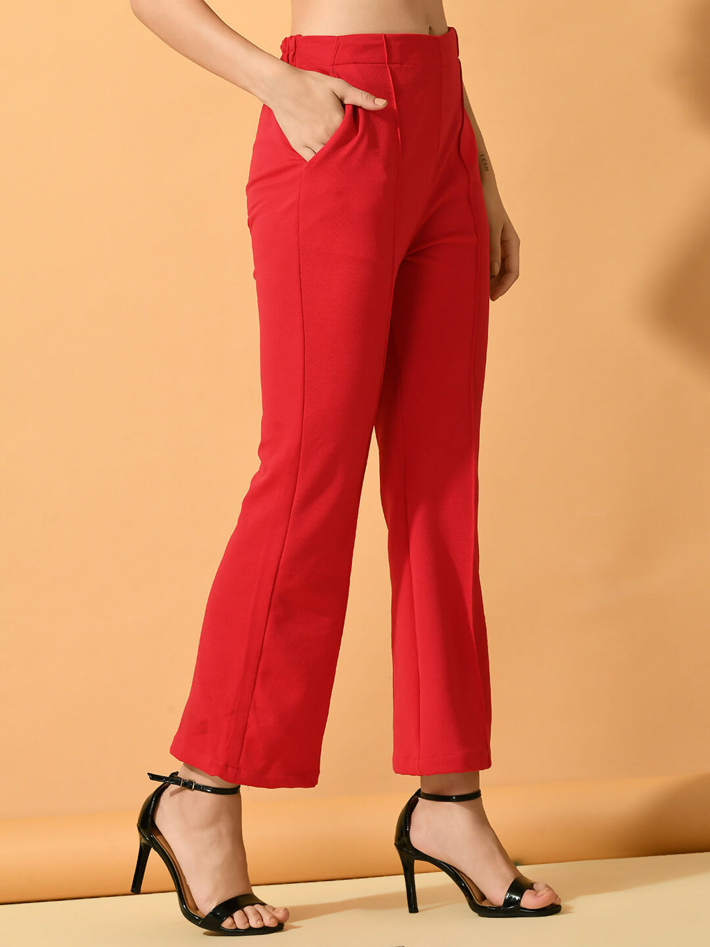 Myshka Women's Pink Flared Party Trouser