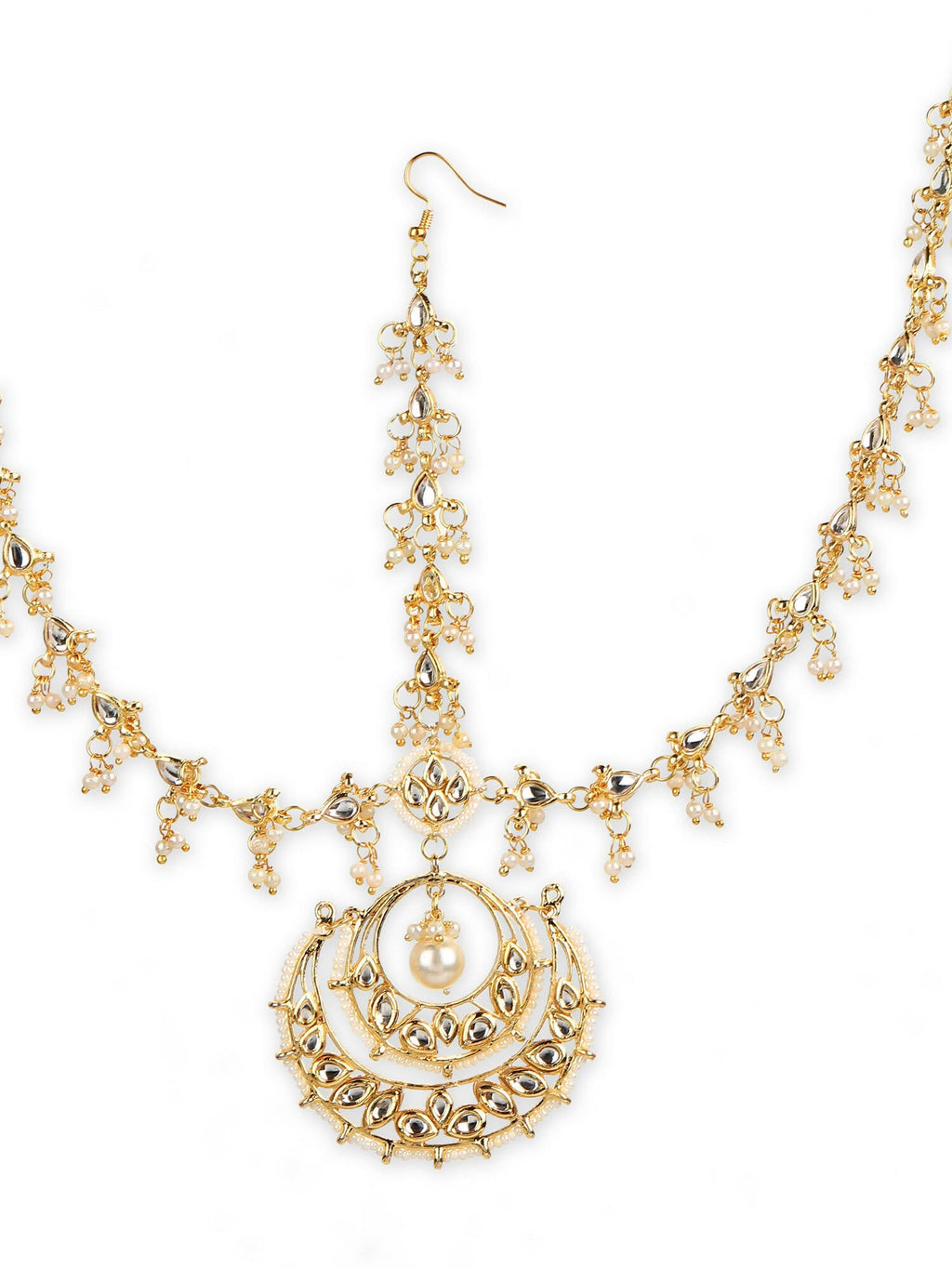 Women's Gold-Plated Kundan Mathapatti Head Jewellery - Ruby Raang - Distacart