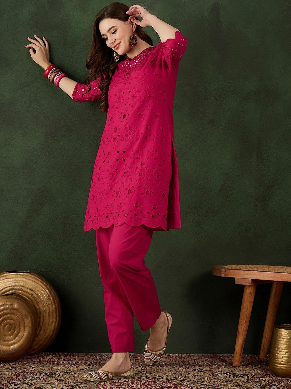 Sangria Embroidered Pure Cotton Kurta & Trouser