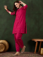 Sangria Embroidered Pure Cotton Kurta & Trouser
