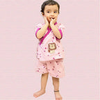 Mhyssa Mufasa Half Sleeve Wrap Style Pink T-shirt With Shorts Set For Kids