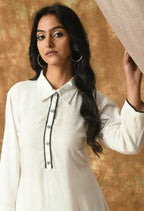 Joban Fashion White Cotton Rayon Kurta Set