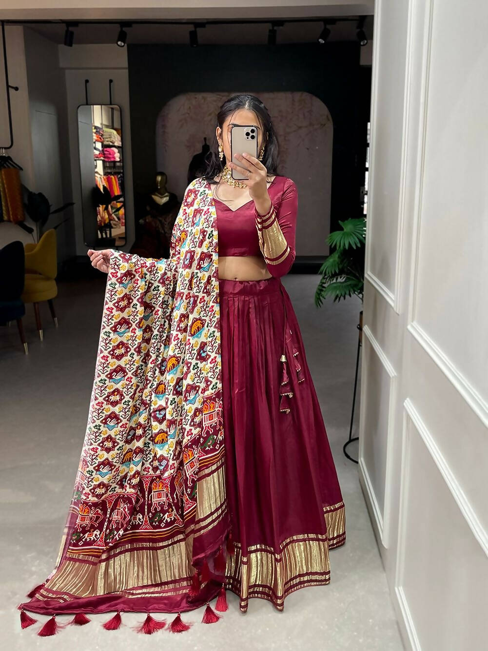 DEIANA'S Beautiful Pure Gaji Silk Weaving Lehengha Choli - Maroon
