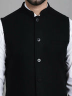 Even Apparels Nehru Jacket With Welt Pockets - Black