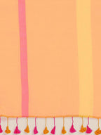 Suta Orange Pink Striped Mul Saree - Distacart