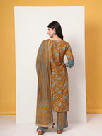 Yufta Pure Cotton Mustard Kurta Dupatta Set With Lace Detailing - Distacart