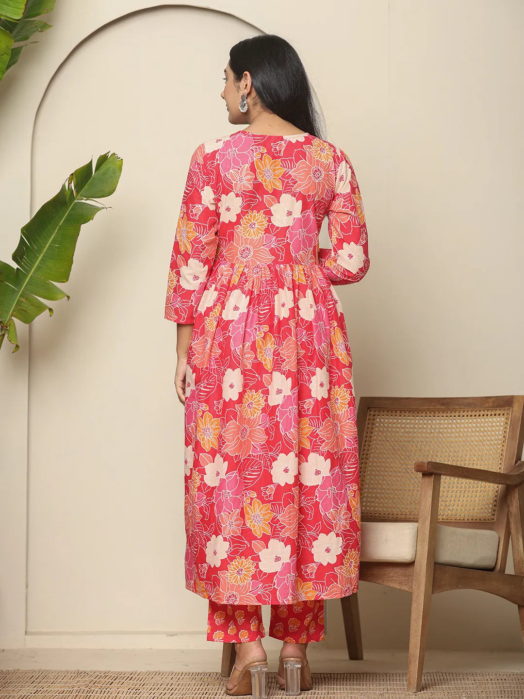 Yufta Pure Cotton Pink Maternity Kurta Set - Distacart