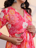 Yufta Pure Cotton Pink Maternity Kurta Set - Distacart