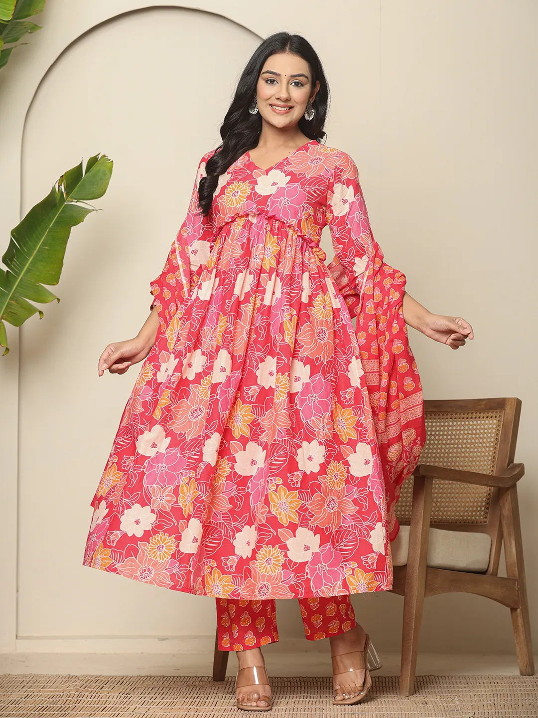 Yufta Pure Cotton Pink Maternity Kurta Set - Distacart