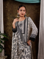 Yufta Pure Muslin Silk White Kurta Dupatta Set - Distacart