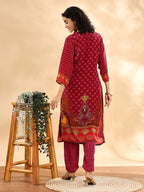 Yufta Purple And Green Silk Crepe Sequins Work Straight Kurta Dupatta Pant Set - Distacart