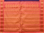 Purple and Peach Gadwal Silk Handloom Saree with Mango Pallu and Border Design - Global Threads