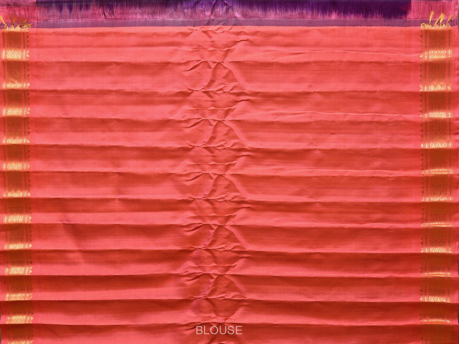 Purple and Peach Gadwal Silk Handloom Saree with Mango Pallu and Border Design - Global Threads