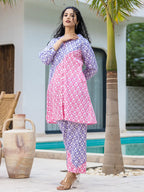Yufta Purple & Pink Colour blocking Co Ord Set