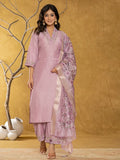 Yufta Purple Silk Blend Pakistani Style Kurta Dupatta Set