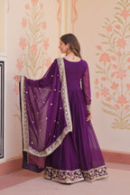Evanik Faux Georgette With Embroidered Work Wedding Gown Dupatta - Distacart
