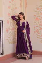 Evanik Faux Georgette With Embroidered Work Wedding Gown Dupatta - Distacart
