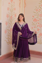Evanik Faux Georgette With Embroidered Work Wedding Gown Dupatta - Distacart