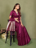 Anaita Purple Zari Weaving Work Satin Silk Saree With Blouse - Distacart