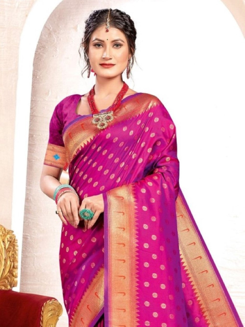 Anaita Purple Banarasi Saree With Blouse Piece - Distacart