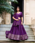 Evanik Women Pure Chanderi Plain With Zari Weaving Work Border Stitched Lehenga With Unstitched Blouse Dupatta(Up to 42) - Distacart