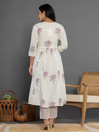 Yufta Purple Gota_Patti Cotton Anarkali Kurta Dupatta Pant Set