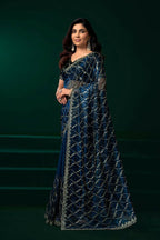 Joban Fashion Navy Blue Net Party Wear Sarees - Distacart