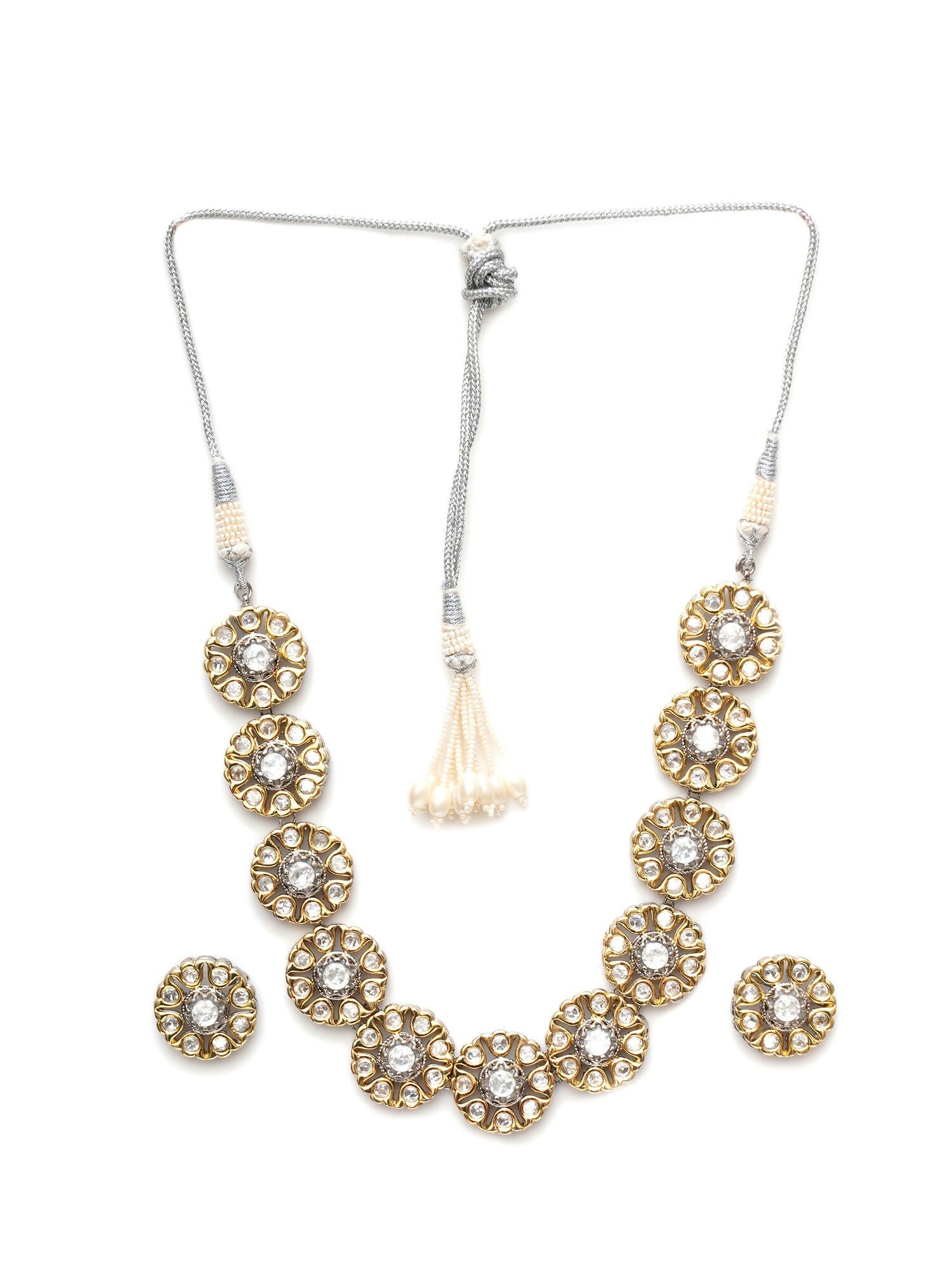 Kundan Choker with Studs Jewellery Set (silver) - Ruby Raang