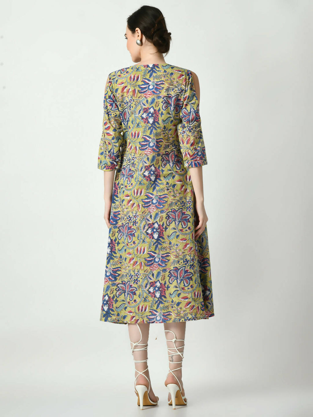 Myshka Women's Multi Floral Printed A-Line Dress - Distacart