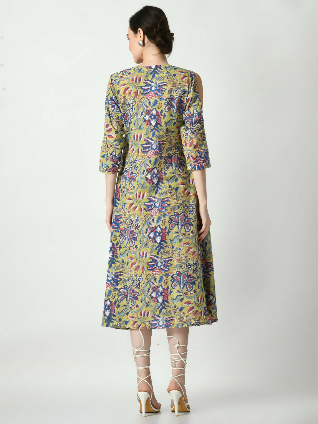 Myshka Women's Multi Floral Printed A-Line Dress - Distacart