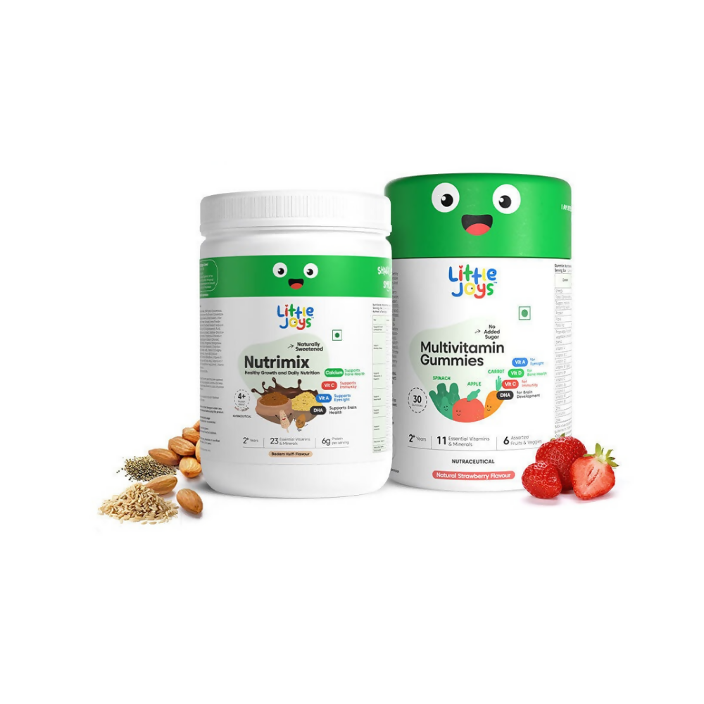 Little Joys Nutrimix Nutrition Powder Kulfi Almond + Multivitamin Gummies Combo - Distacart