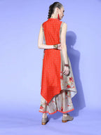 Ahalyaa Women Beige Colour Chanderi Digital Printed Kurta Palazzo Set - Distacart